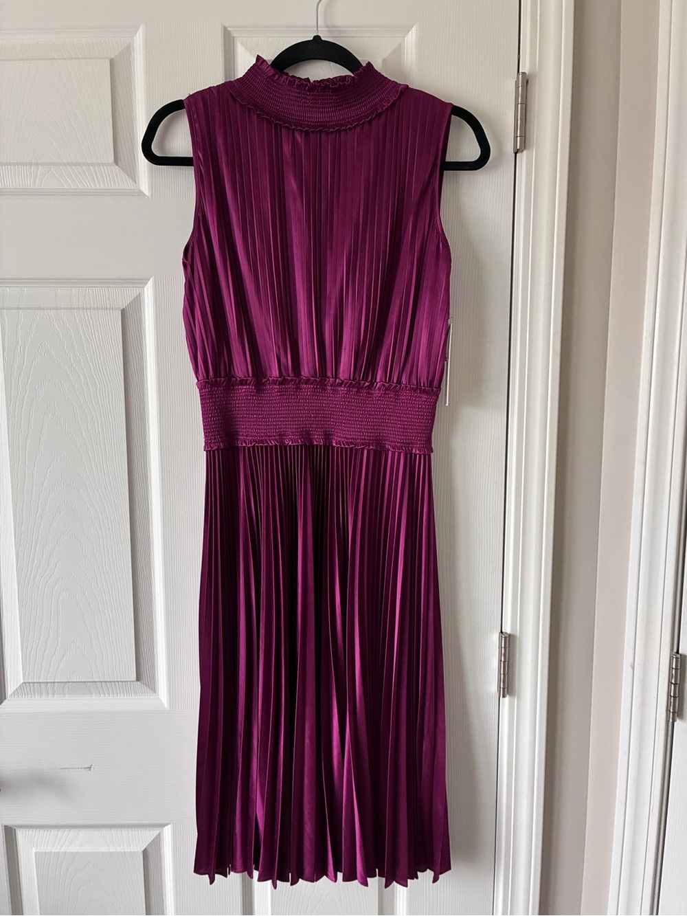 Nanette Lepore Sleeveless Pleated Midi Dress in Berry Plum